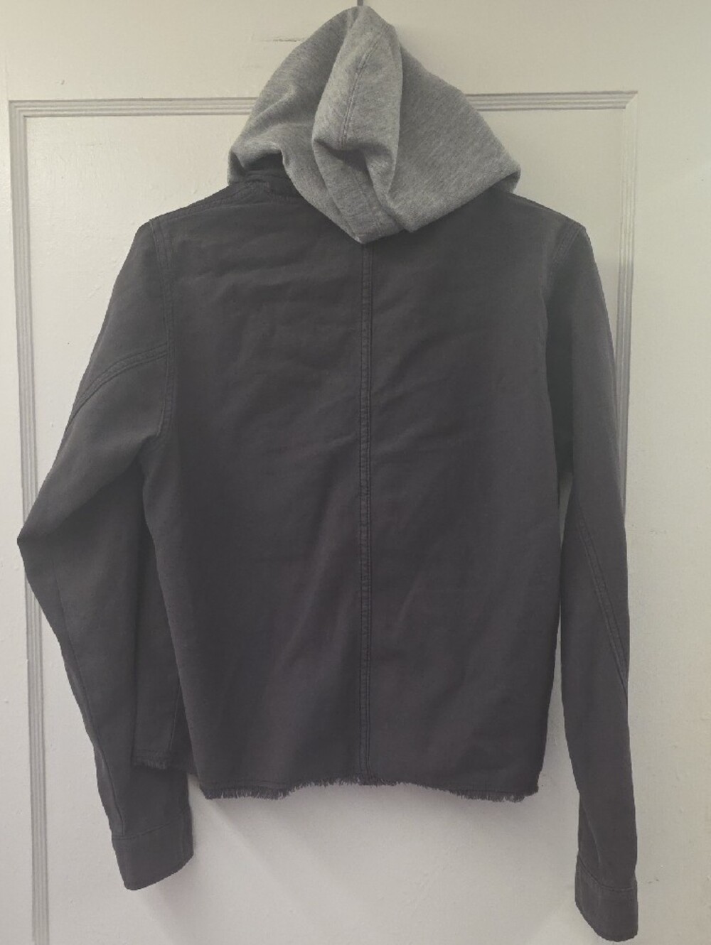 Free People Dark Charcoal Distressed Utility Jacket with Hood Size Small - Picture 7 of 8